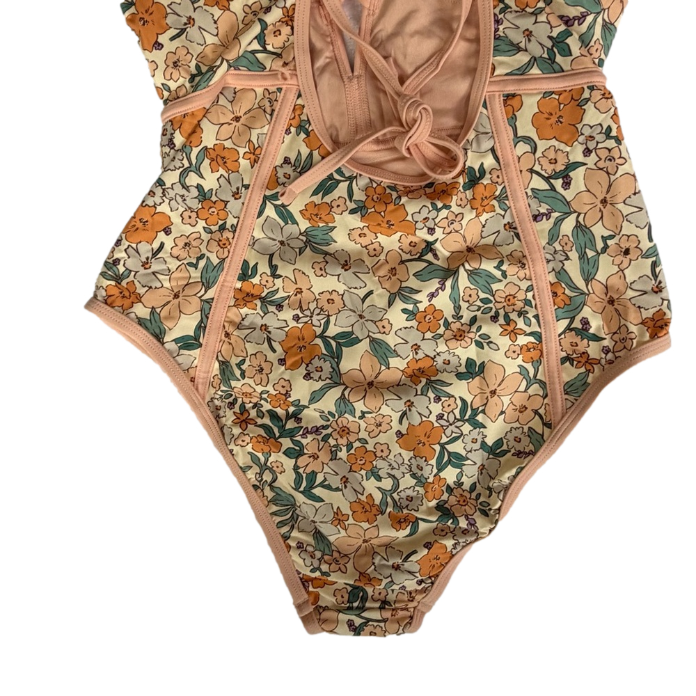 CupShe NEW Women's Floral Apricot One Piece With Front Criss Cross Detail - Picture 10 of 14